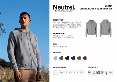 Neutral Unisex Hoodie With Hidden Zip