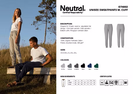 Neutral Unisex Sweatpants With Cuff And Zip Pocket