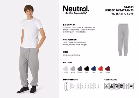 Neutral Unisex Sweatpants With Elastic Cuff
