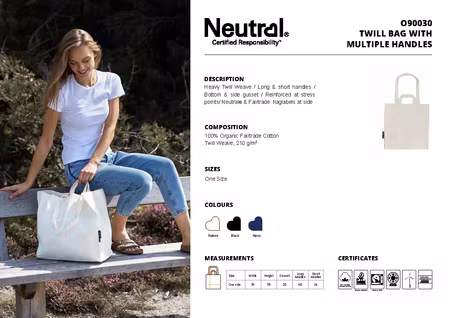 Neutral Twill Bag, Multiple Handles