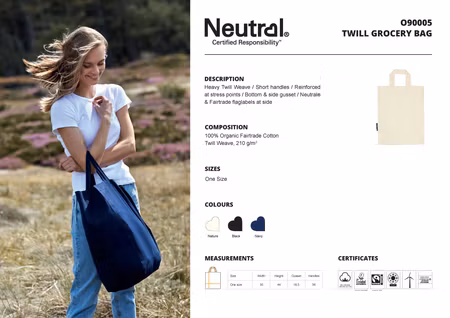 Neutral Twill Grocery Bag