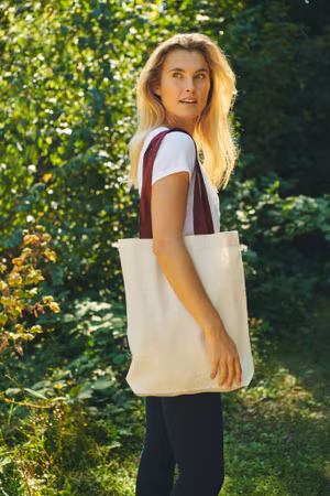 Neutral Twill Bag With Contrast Handles - O90002