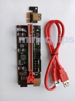 Minequips Riser 010S PLUS – CE, RoHS, 8 kondensatorer, sköldad PCIE, guldpläterad