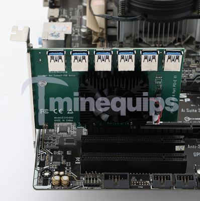 Minequips - Adapter, Pcie 4x till 6st PCI-E 1x USB