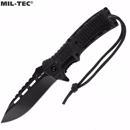 MIL-TEC Paracord Folding Knife with flint – Black
