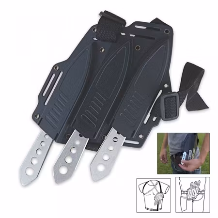 United Cutlery Shoulder Harness Throwing Knife Triple Set with Sheath