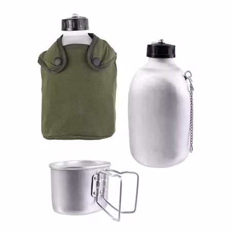 MIL-TEC Fransk Canteen Vattenflaska Alu 1,3L + kopp och fodral