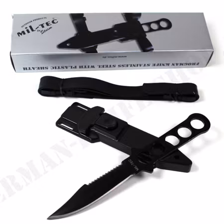 MIL-TEC Black Stainless Diving Knife W. Platic Cover