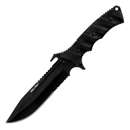 MIL-TEC G10 COMBAT KNIFE WITH NYLON SHEATH -BLACK