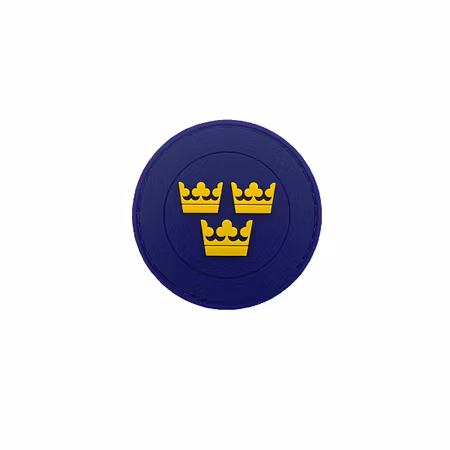 Gummi Märke med Tre Kronor Rund - Blå/Gul
