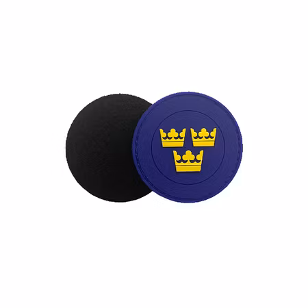 Gummi Märke med Tre Kronor Rund - Blå/Gul