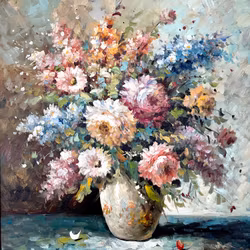 Walter Adam Olje på duk, blomma stilleben, signerad