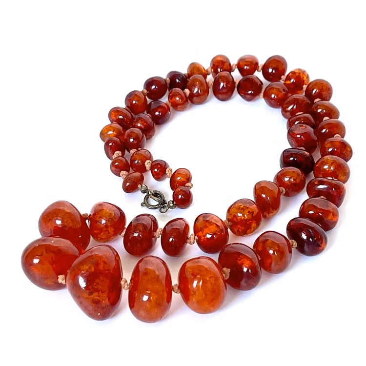 Årgang, naturlig rav halskjede