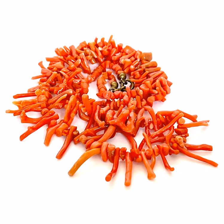 Vintage, halsband av naturlig korall