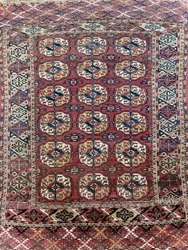 Det håndknyttede teppet Tekke Bokhara, 1800-tallet