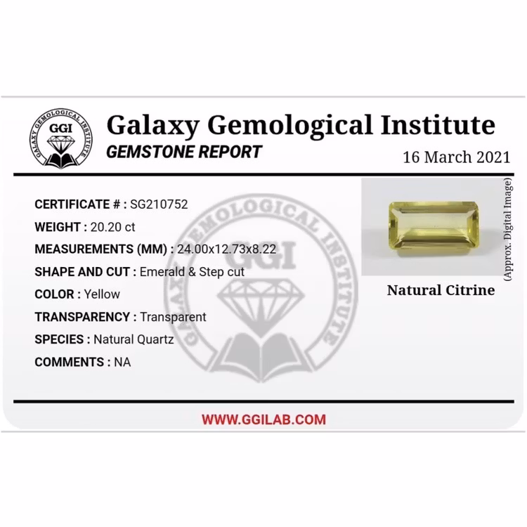 20,20 Karat naturlig obehandlad Citrin med certifikat