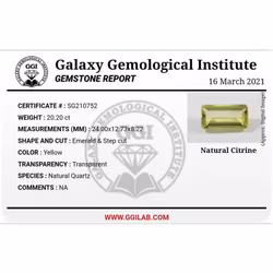 20.20 Ct Naturlig ubehandlet citrin med certifikat