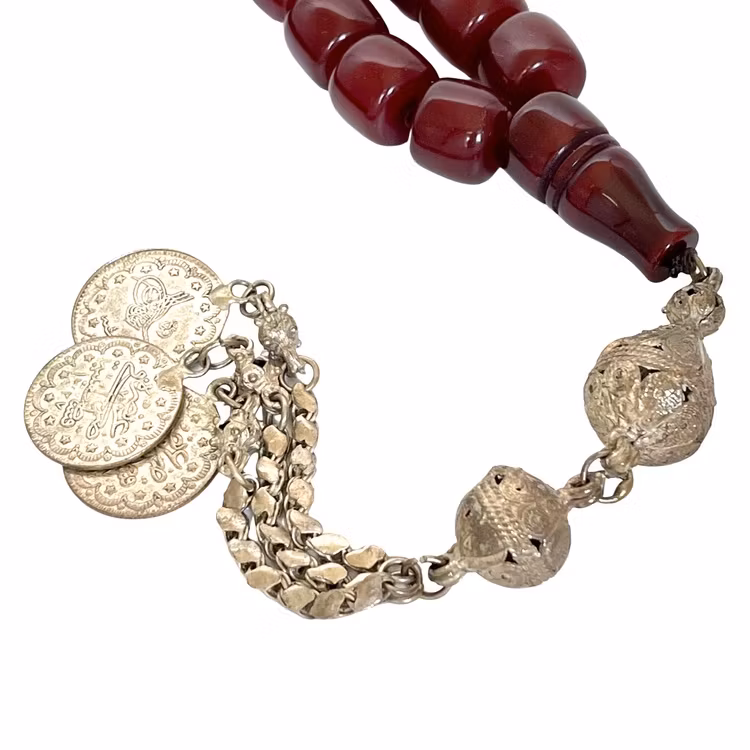 Antikk Faturan rosenkrans, 33 perler, 124 g