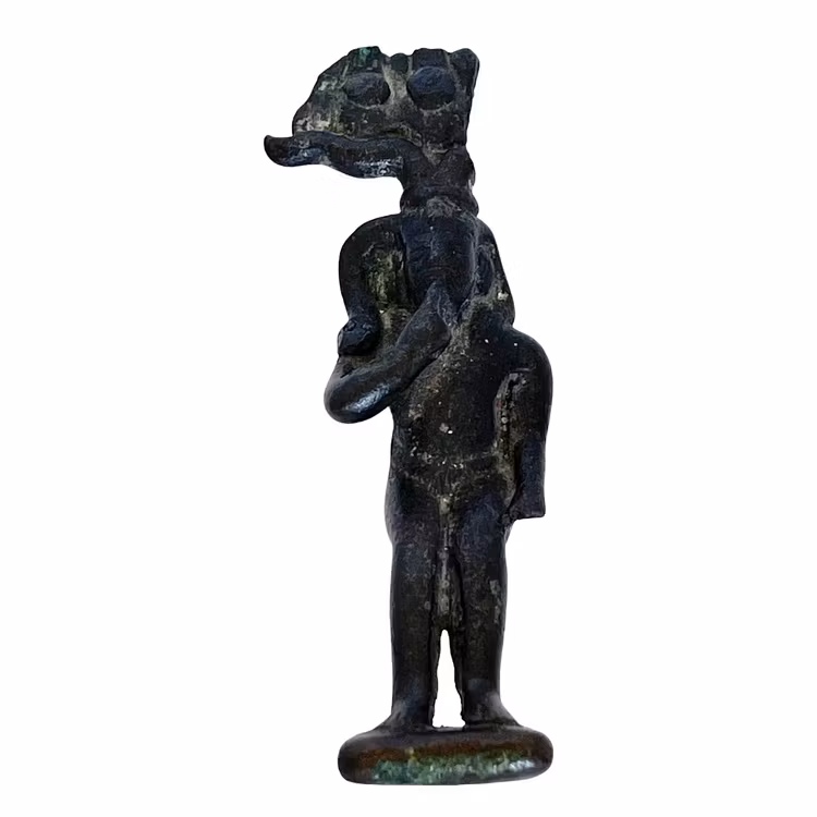 Muinainen egyptiläinen Amun-pronssinen patsas, kuvanveistäjä Harpocrates (1400-688 eKr.)