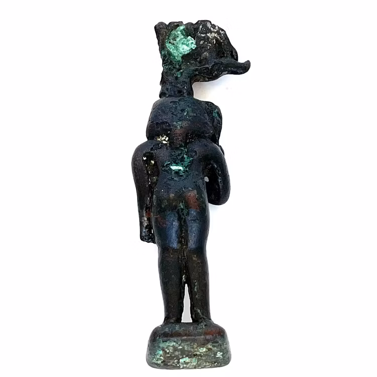 Muinainen egyptiläinen Amun-pronssinen patsas, kuvanveistäjä Harpocrates (1400-688 eKr.)