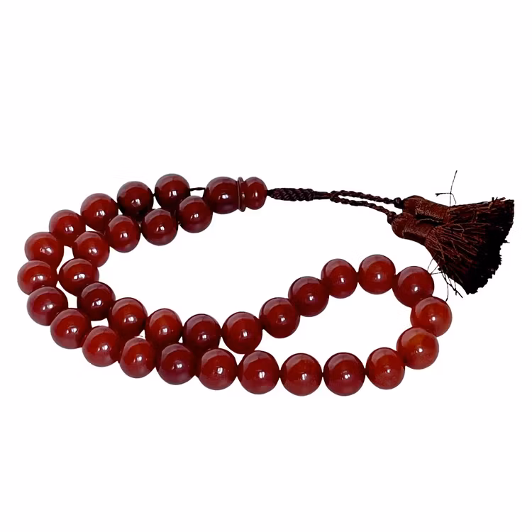 Gammel cherry bakelitt rosenkrans, 33 perler