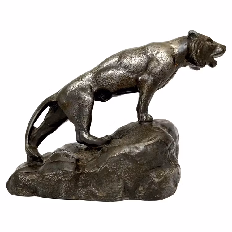 Gammel tigerstatue af tin