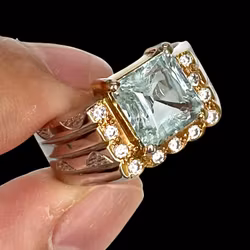 5,25 karat naturlig Akvamarin, silverring med certifikat