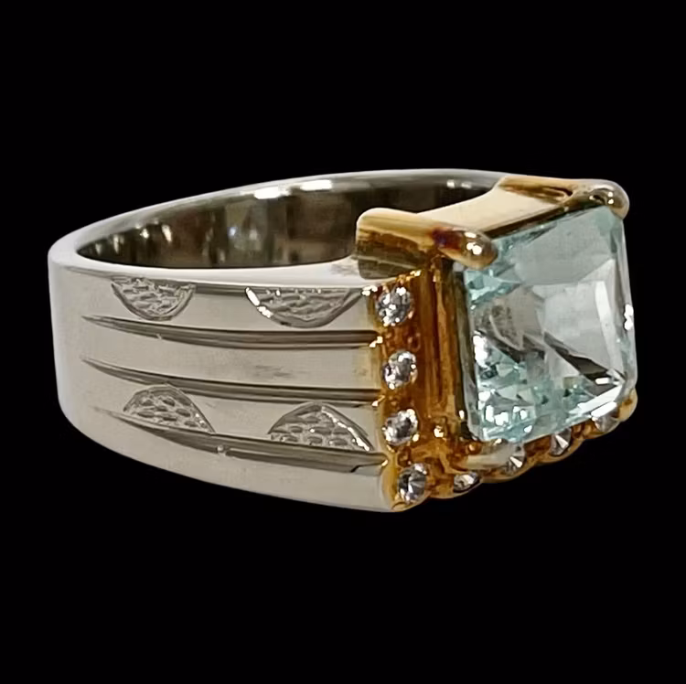 5,25 Karat natürlicher Aquamarin, Silberring mit Zertifikat