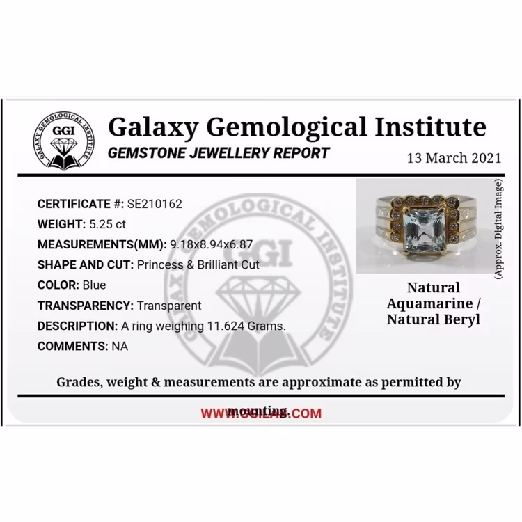 5,25 Karat natürlicher Aquamarin, Silberring mit Zertifikat