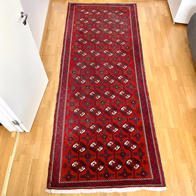 Håndknyttet gammelt galleritæppe, 292 x 112 cm