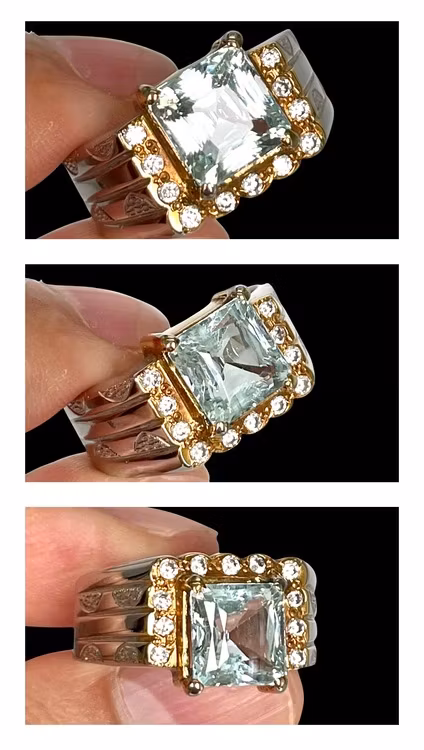 5,25 Karat natürlicher Aquamarin, Silberring mit Zertifikat