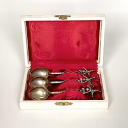 3 St antik Silver teskedar, Dusseldorf, 835 S