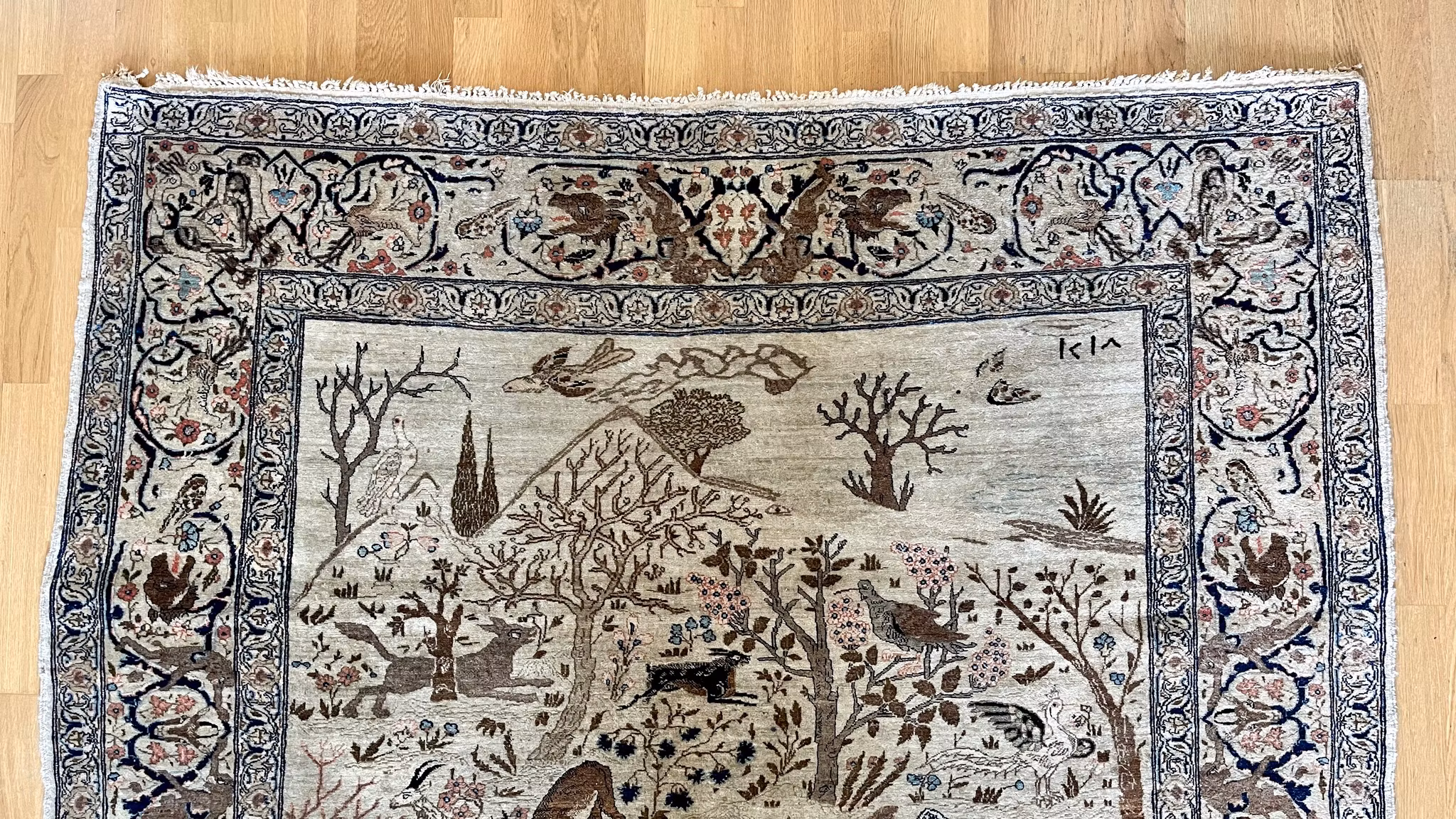 Alfombra antigua de Tabriz, fechada en 1218 d. H. (1803)