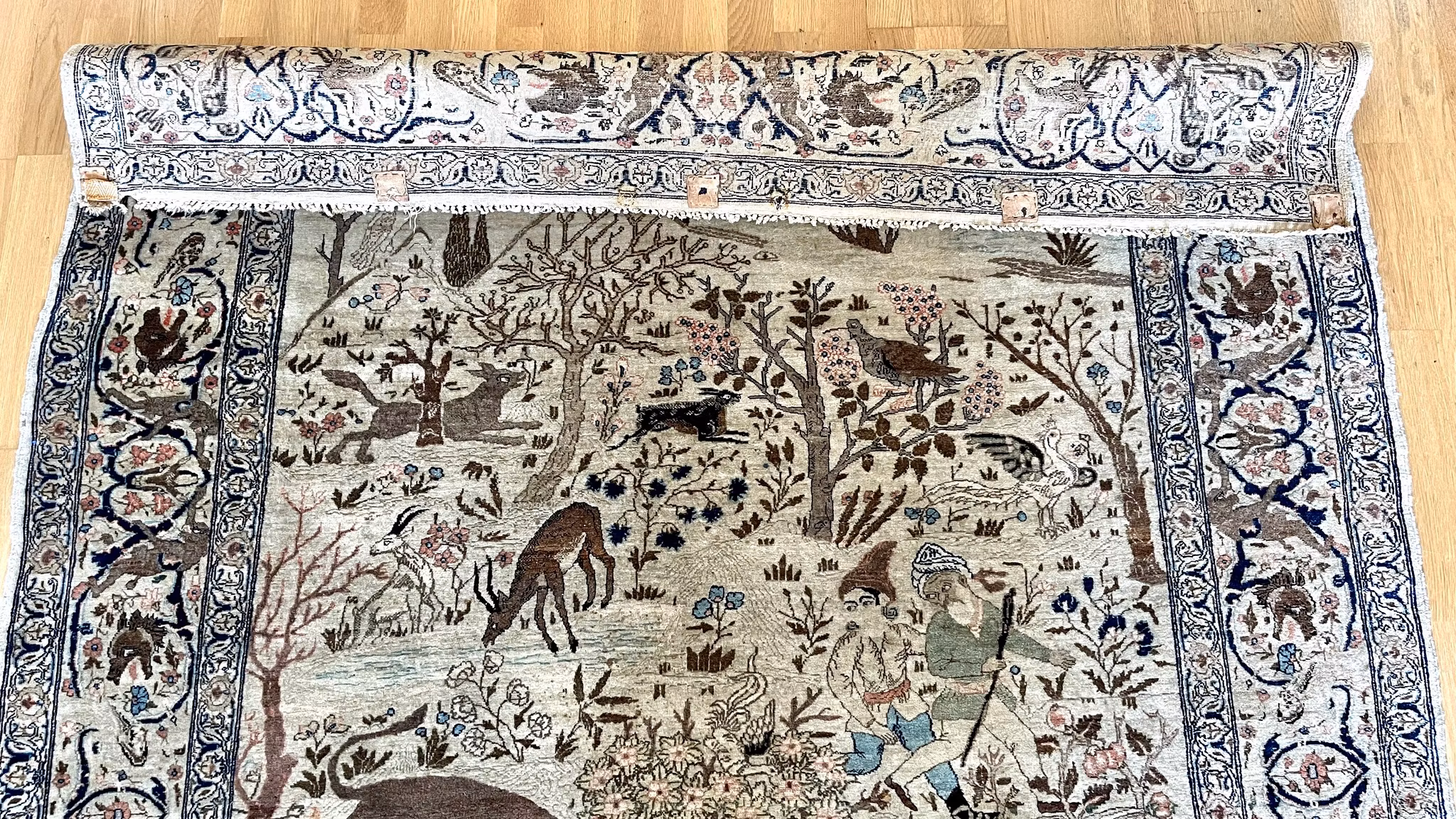 Alfombra antigua de Tabriz, fechada en 1218 d. H. (1803)