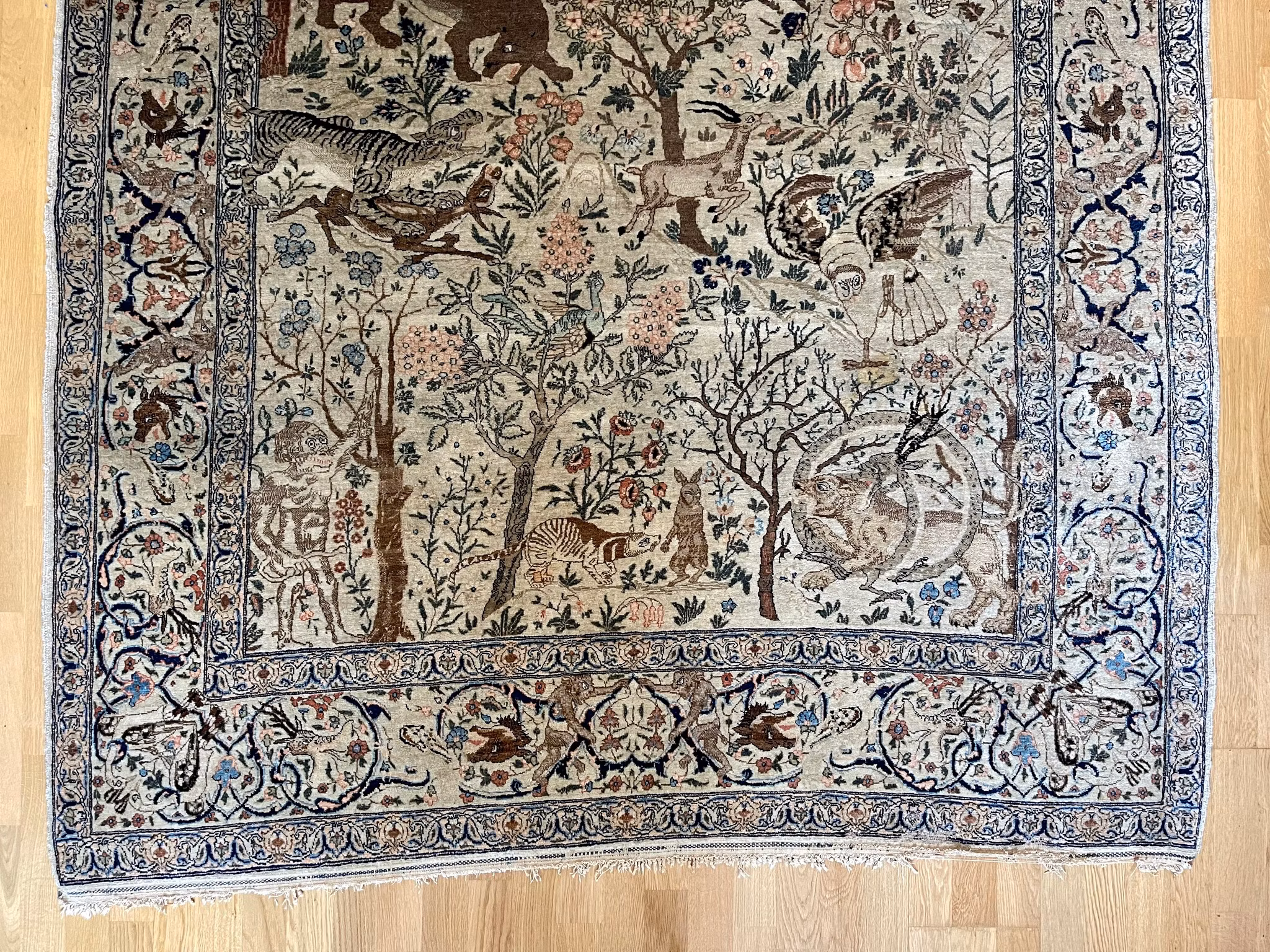 Alfombra antigua de Tabriz, fechada en 1218 d. H. (1803)