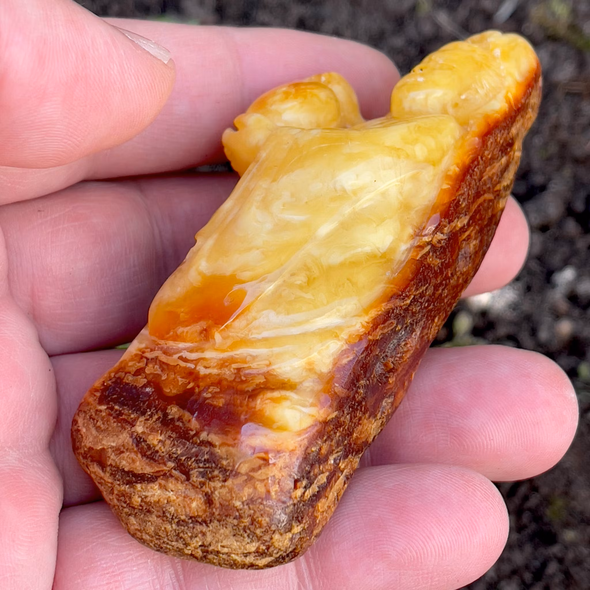 Qing Dynasty (1644-1912) Chinese carved pendant, Natural amber