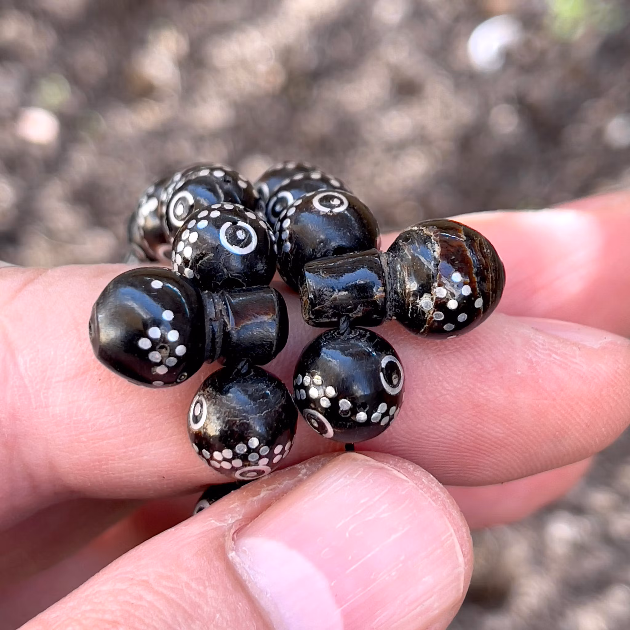 Chapelet Yisser ancien incrusté d'argent 102 grains