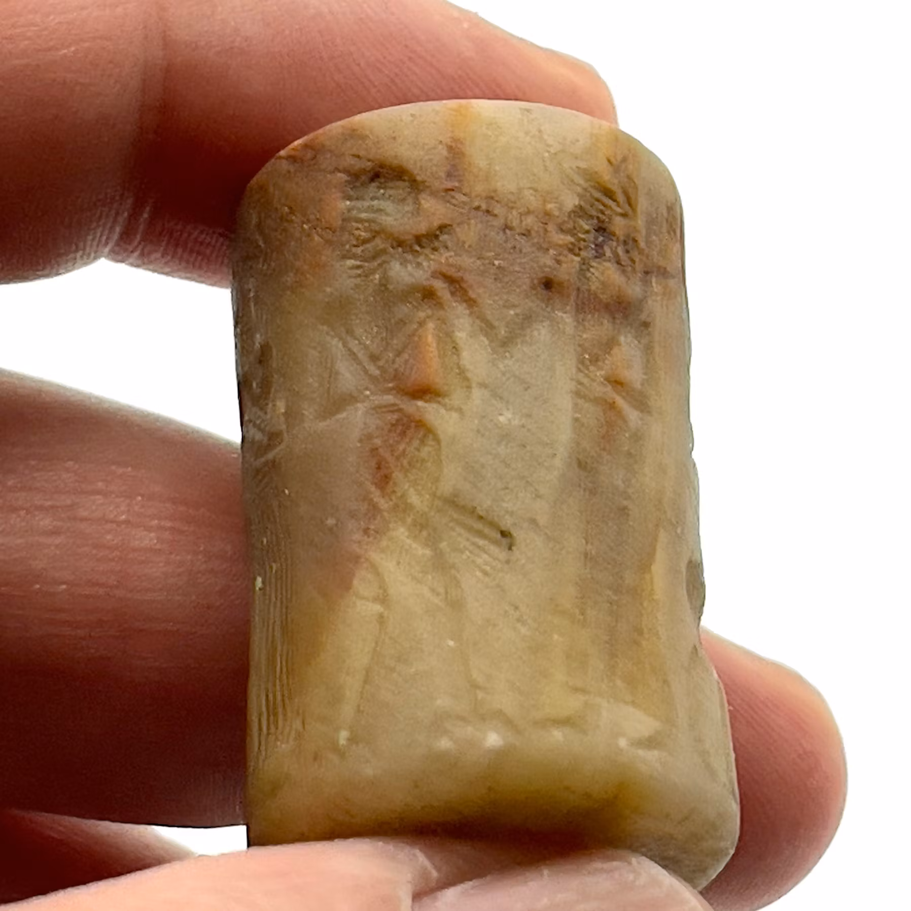 Hammurabi-kongen av Babylon (1792 f.Kr.–1750 f.Kr.) Agatsylindertetning