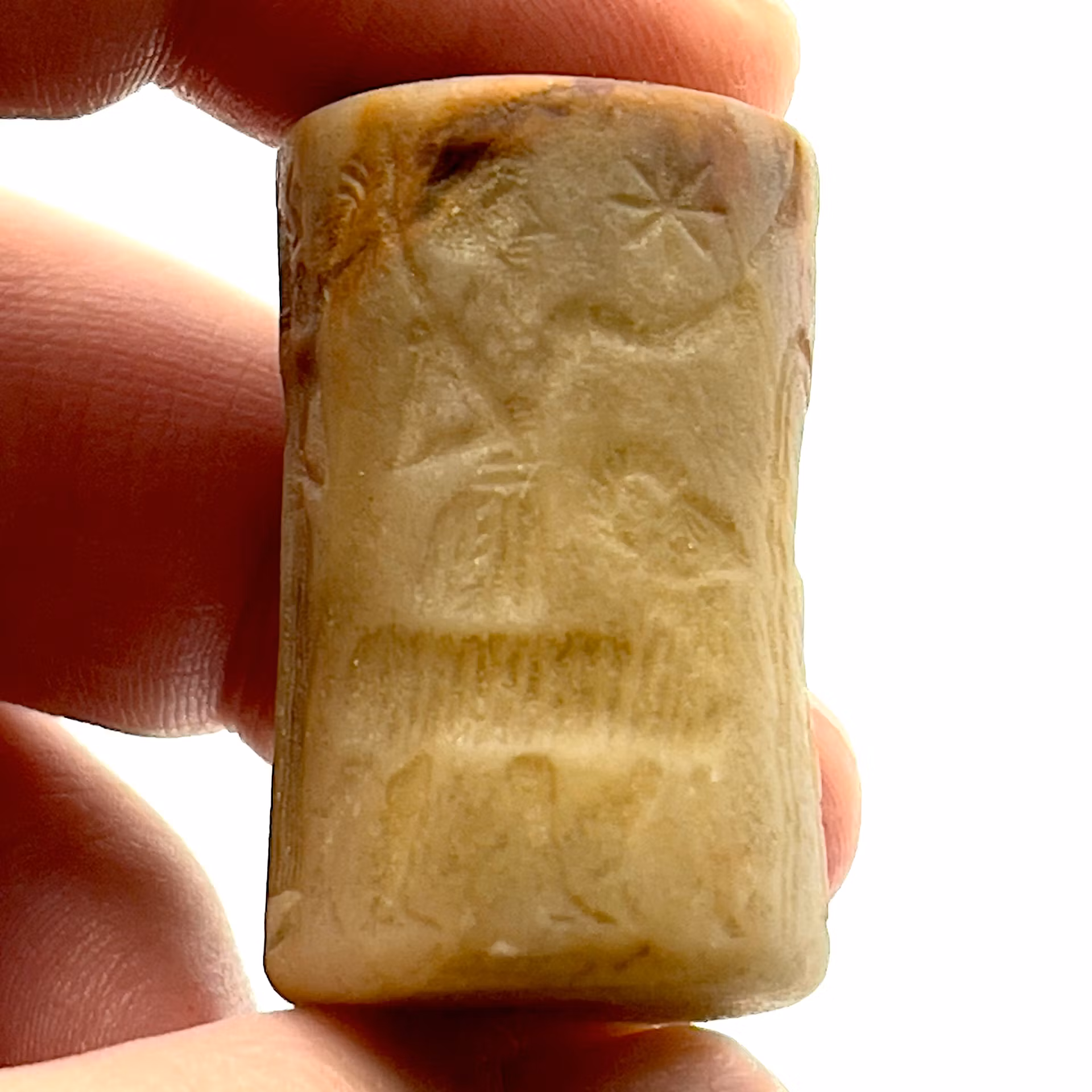 Hammurabi-kongen av Babylon (1792 f.Kr.–1750 f.Kr.) Agatsylindertetning