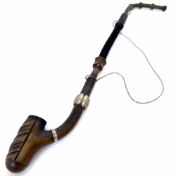 Antik lång pipa 42 cm med Noshörningshorn