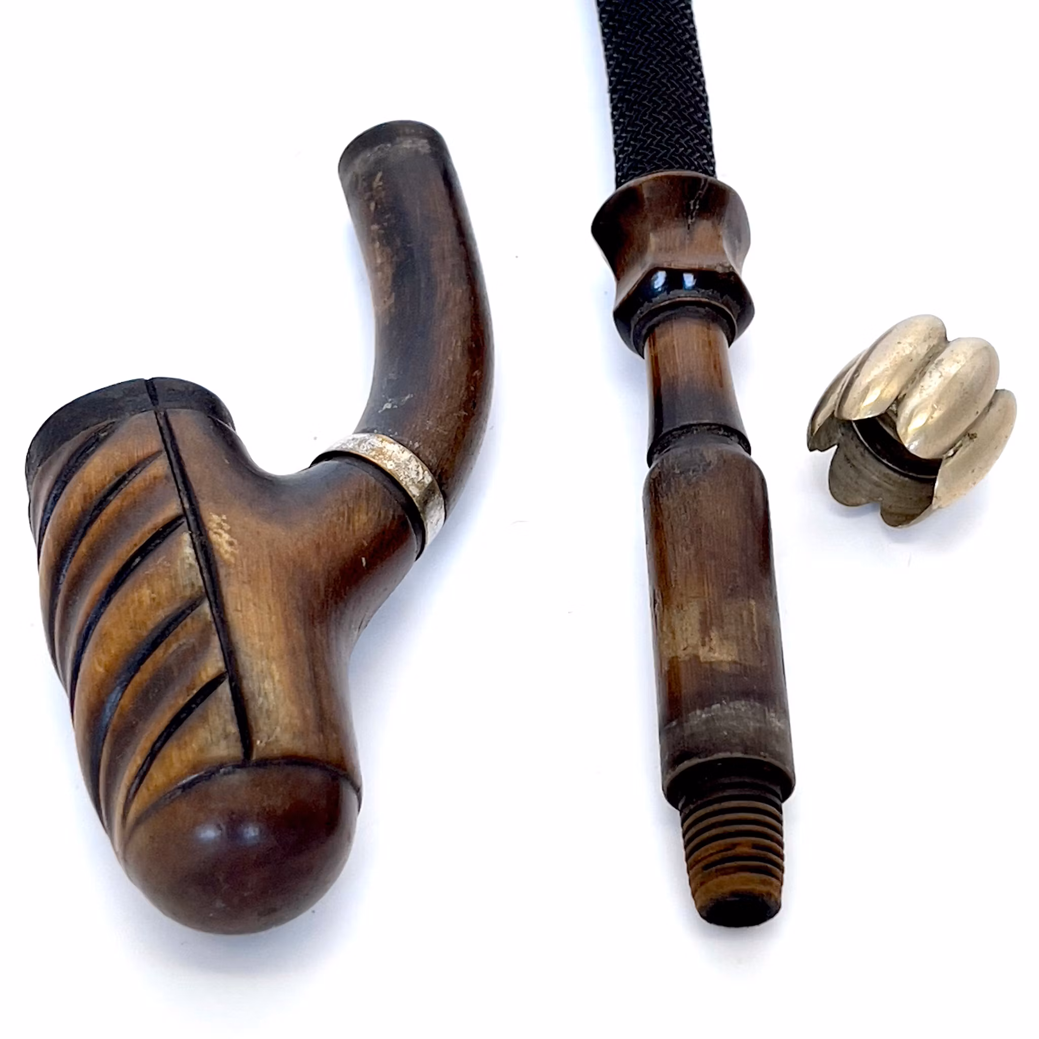 Antique long pipe 42 cm with Rhino horn