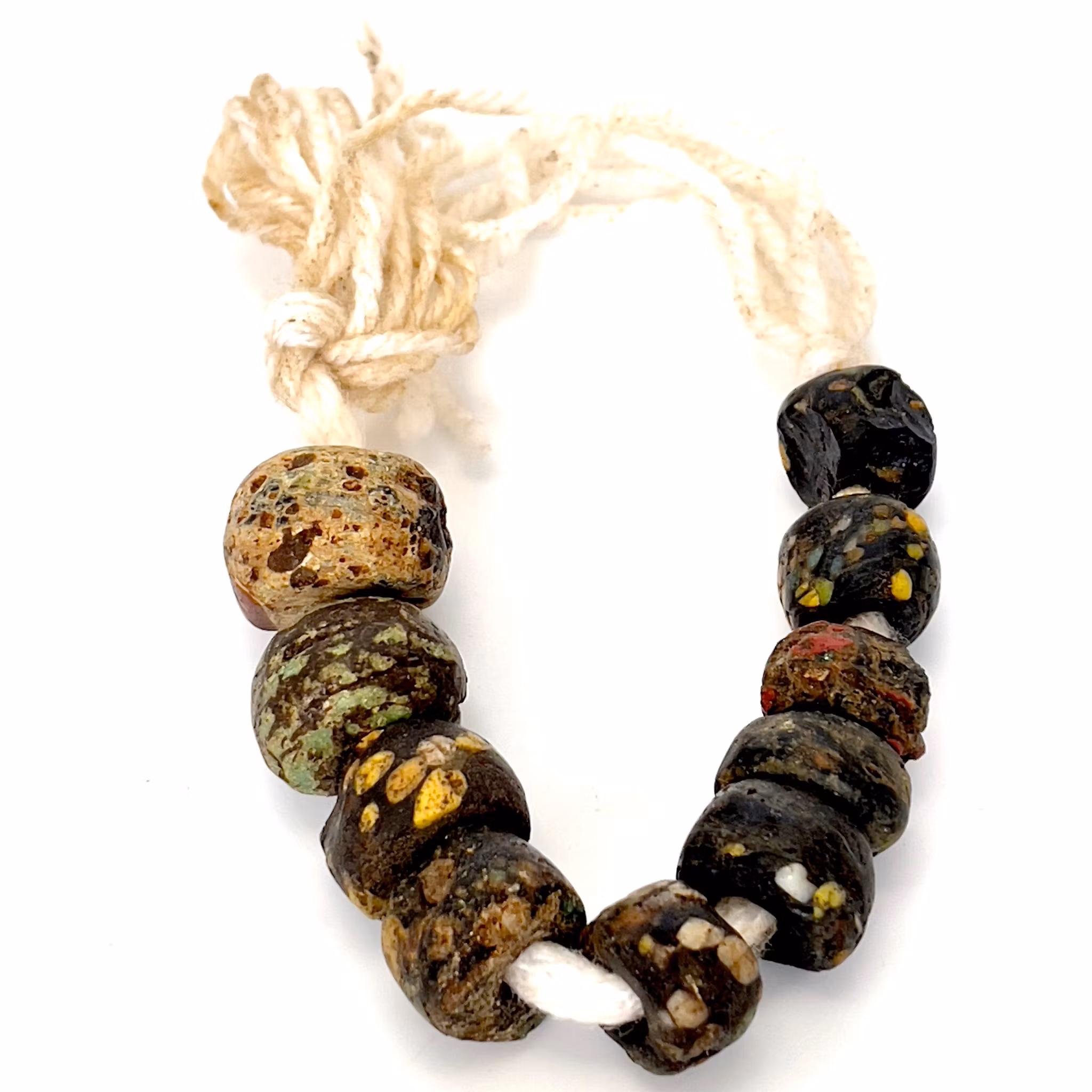 10 cuentas de vidrio de mosaico romano antiguo 700 - 400 a.C.