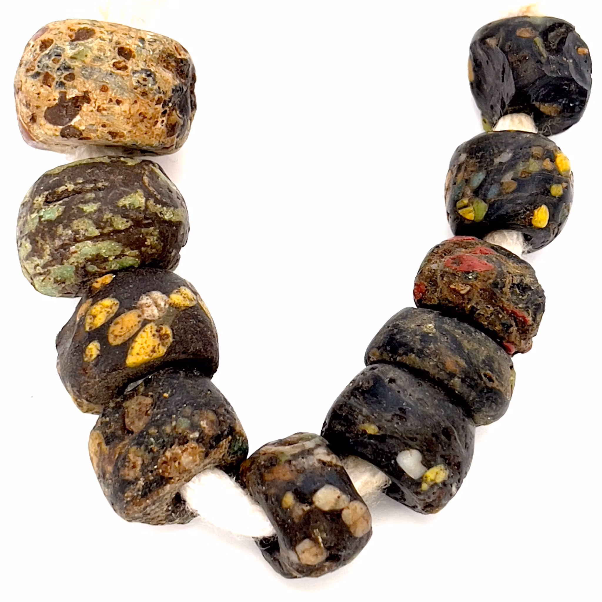 10 cuentas de vidrio de mosaico romano antiguo 700 - 400 a.C.