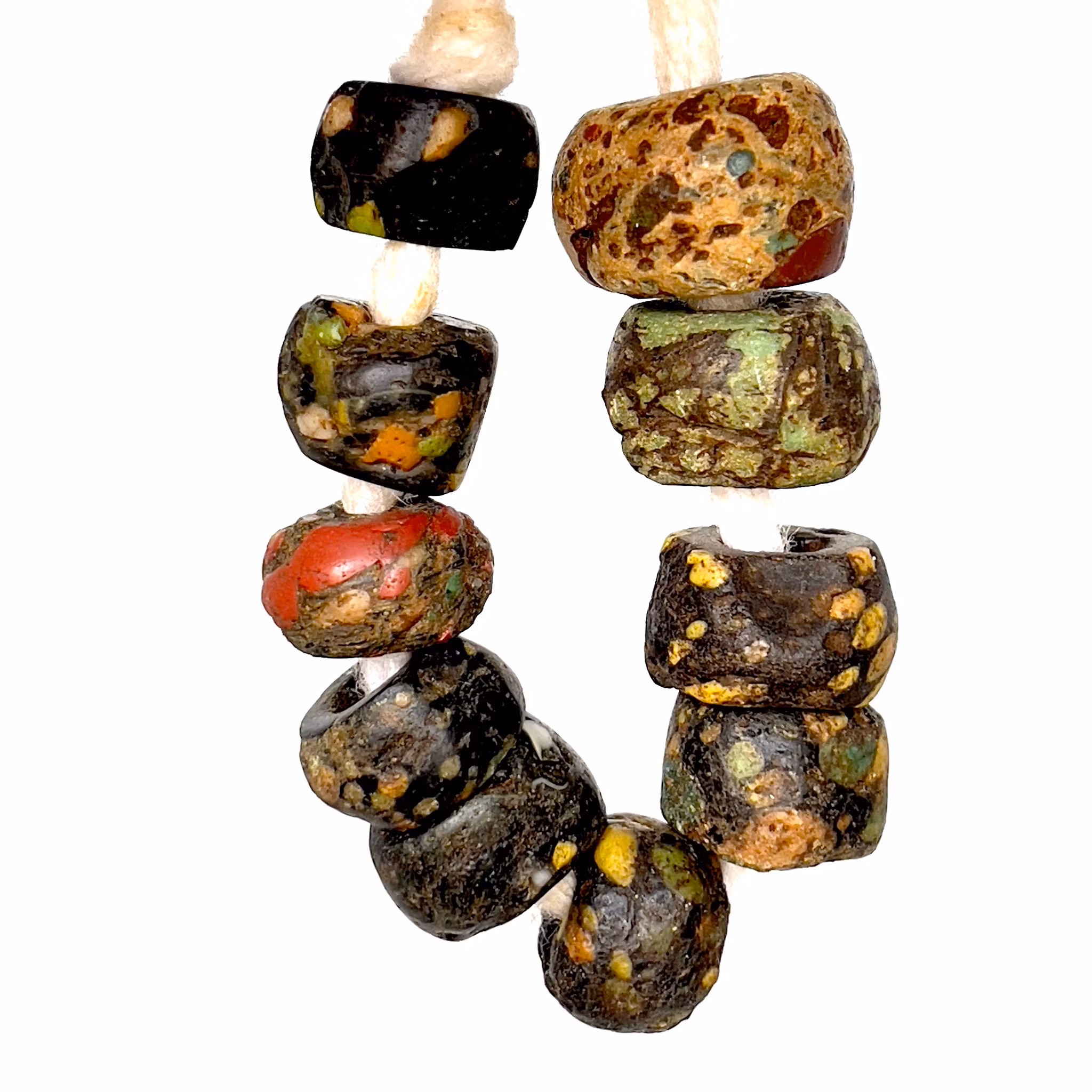10 cuentas de vidrio de mosaico romano antiguo 700 - 400 a.C.