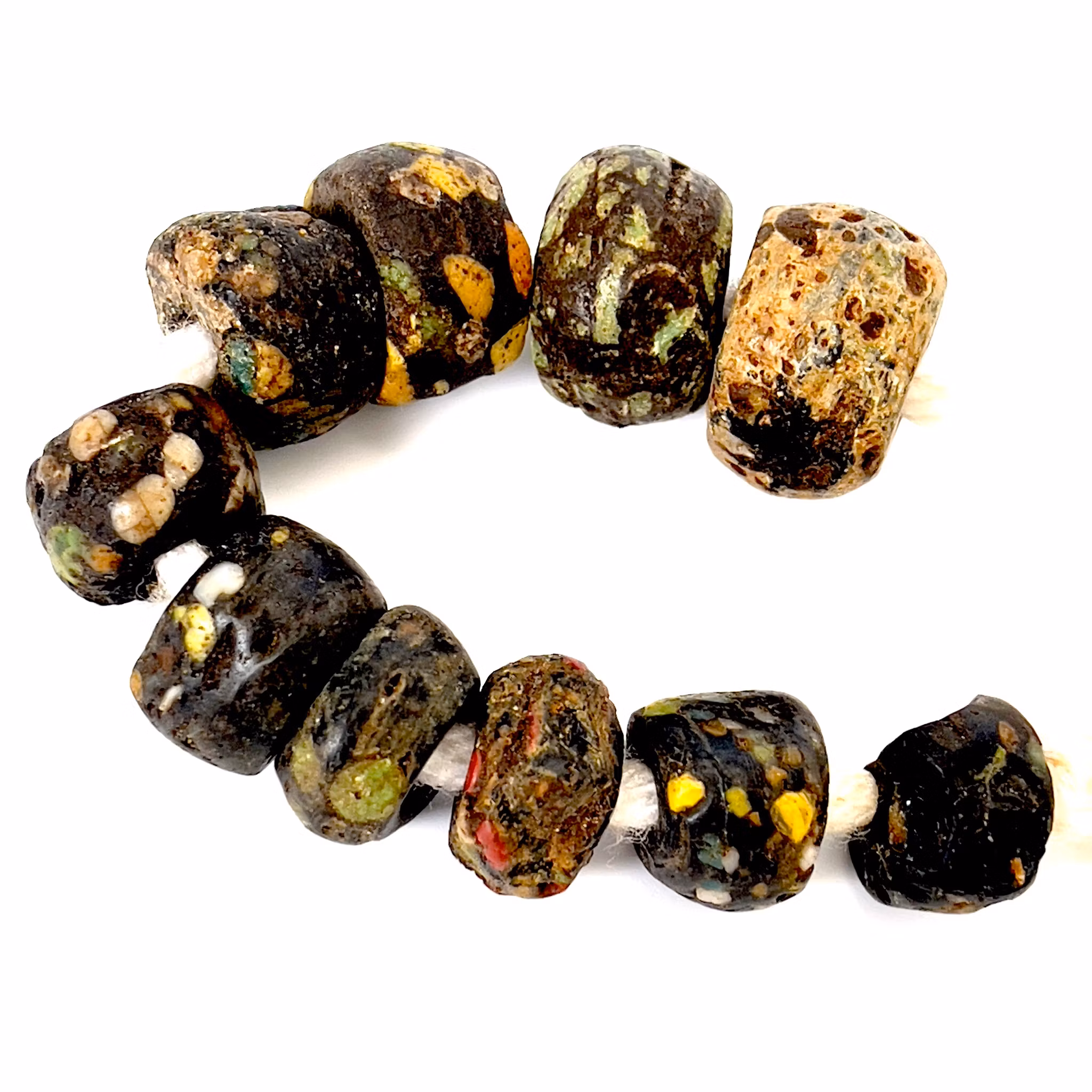 10 cuentas de vidrio de mosaico romano antiguo 700 - 400 a.C.