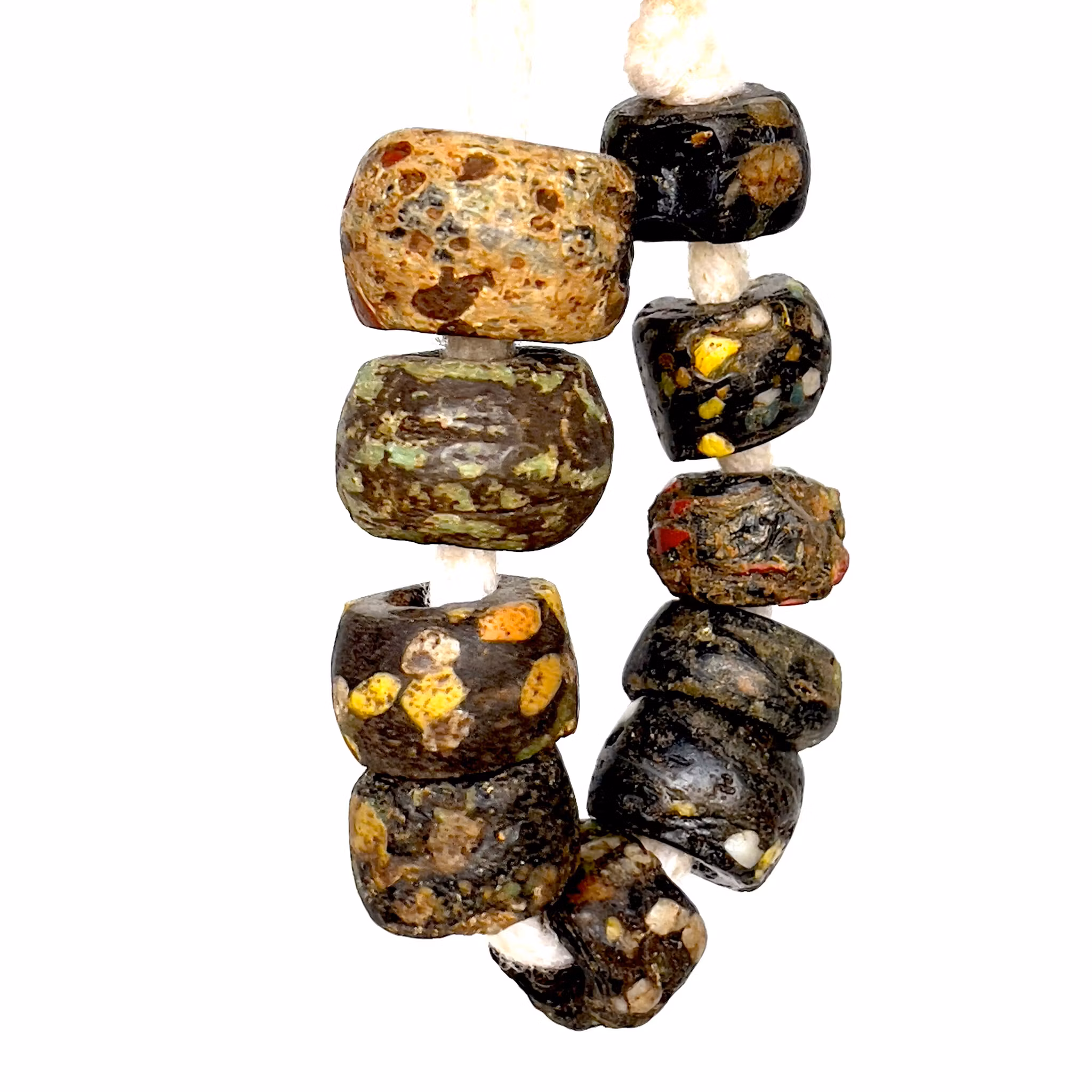 10 cuentas de vidrio de mosaico romano antiguo 700 - 400 a.C.