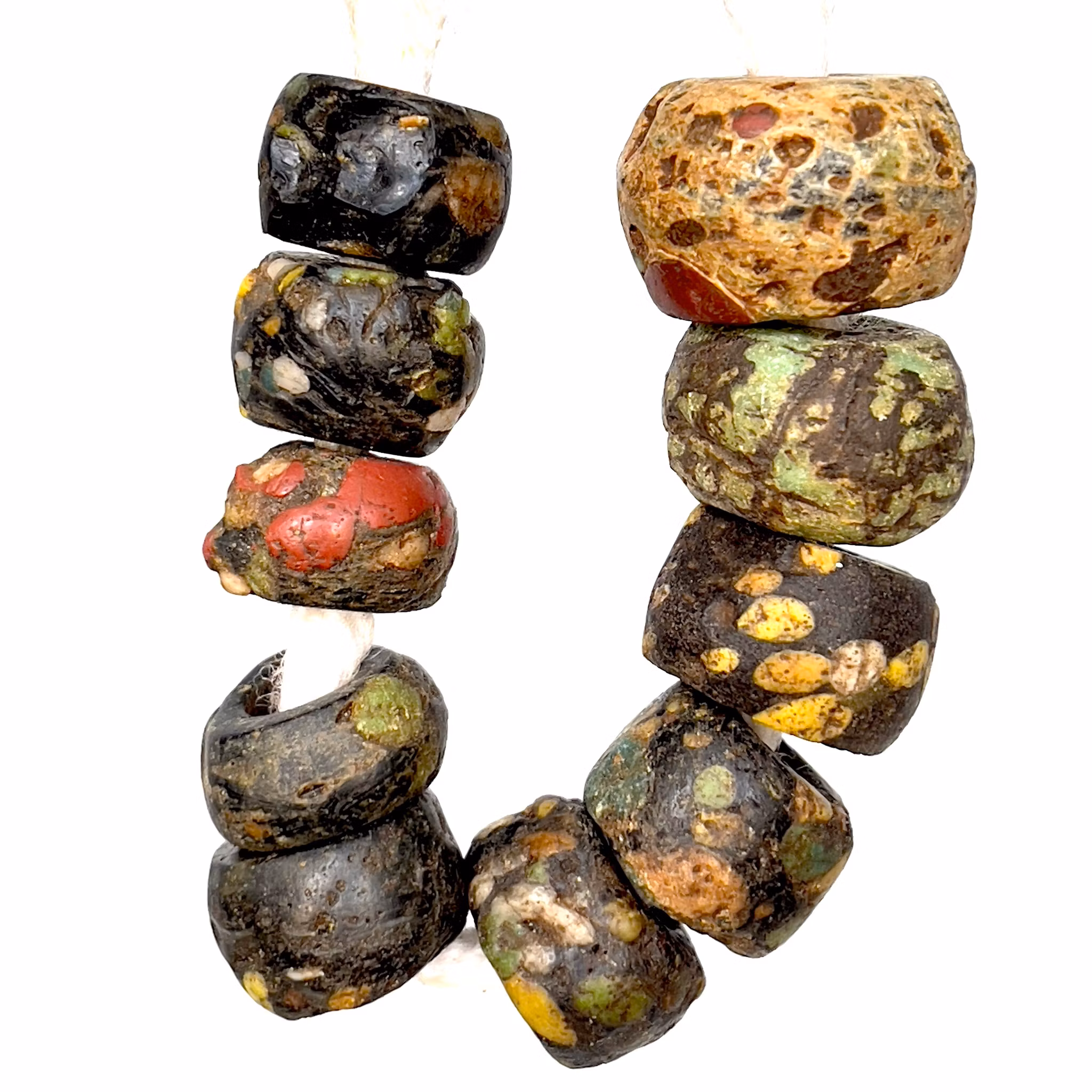 10 cuentas de vidrio de mosaico romano antiguo 700 - 400 a.C.