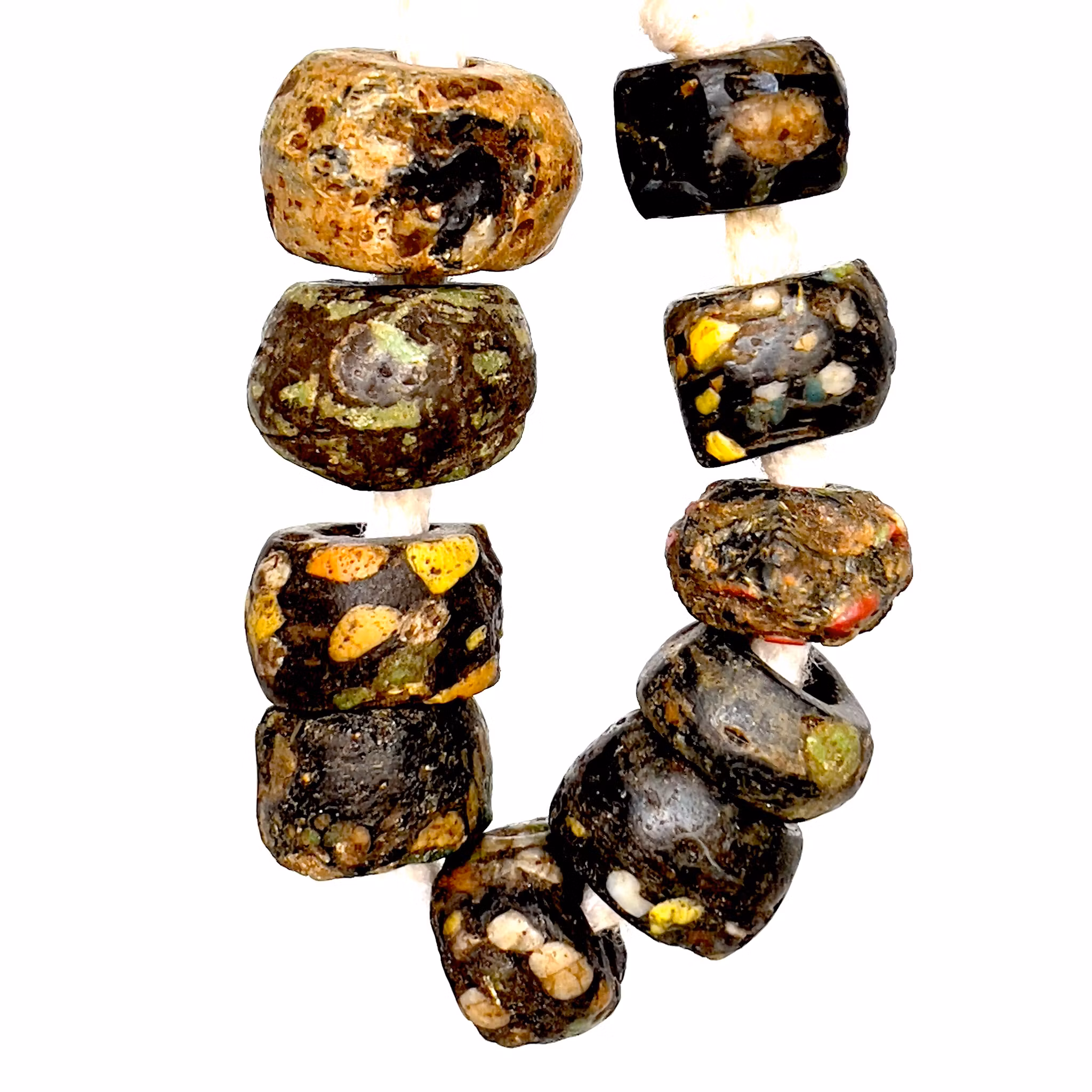 10 cuentas de vidrio de mosaico romano antiguo 700 - 400 a.C.