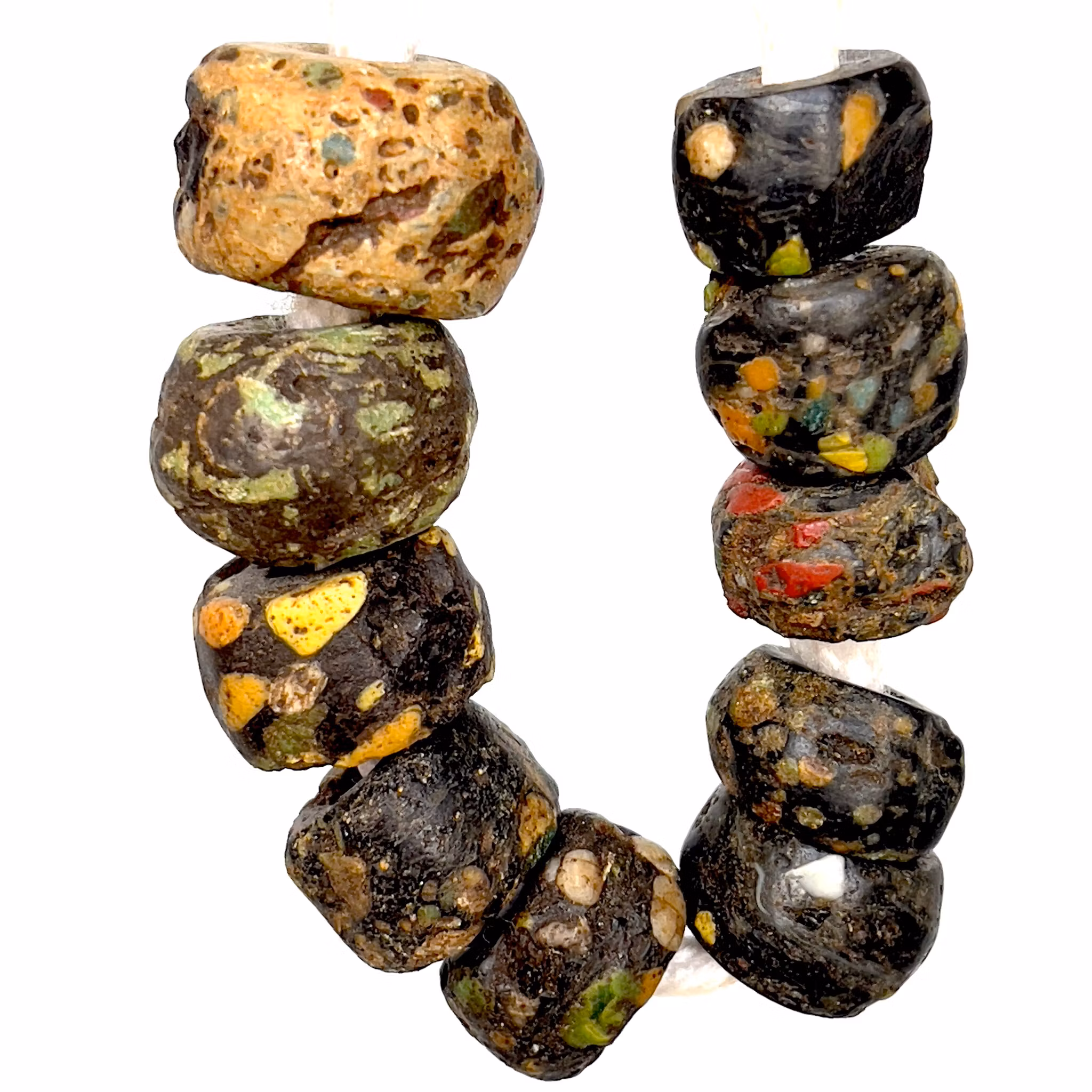 10 cuentas de vidrio de mosaico romano antiguo 700 - 400 a.C.