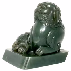 Qing dynastin (1644-1912) kinesisk bixie grön Jade